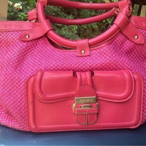 Jimmy choo authentic leather heavy hardware handbag beach bag weekend bag